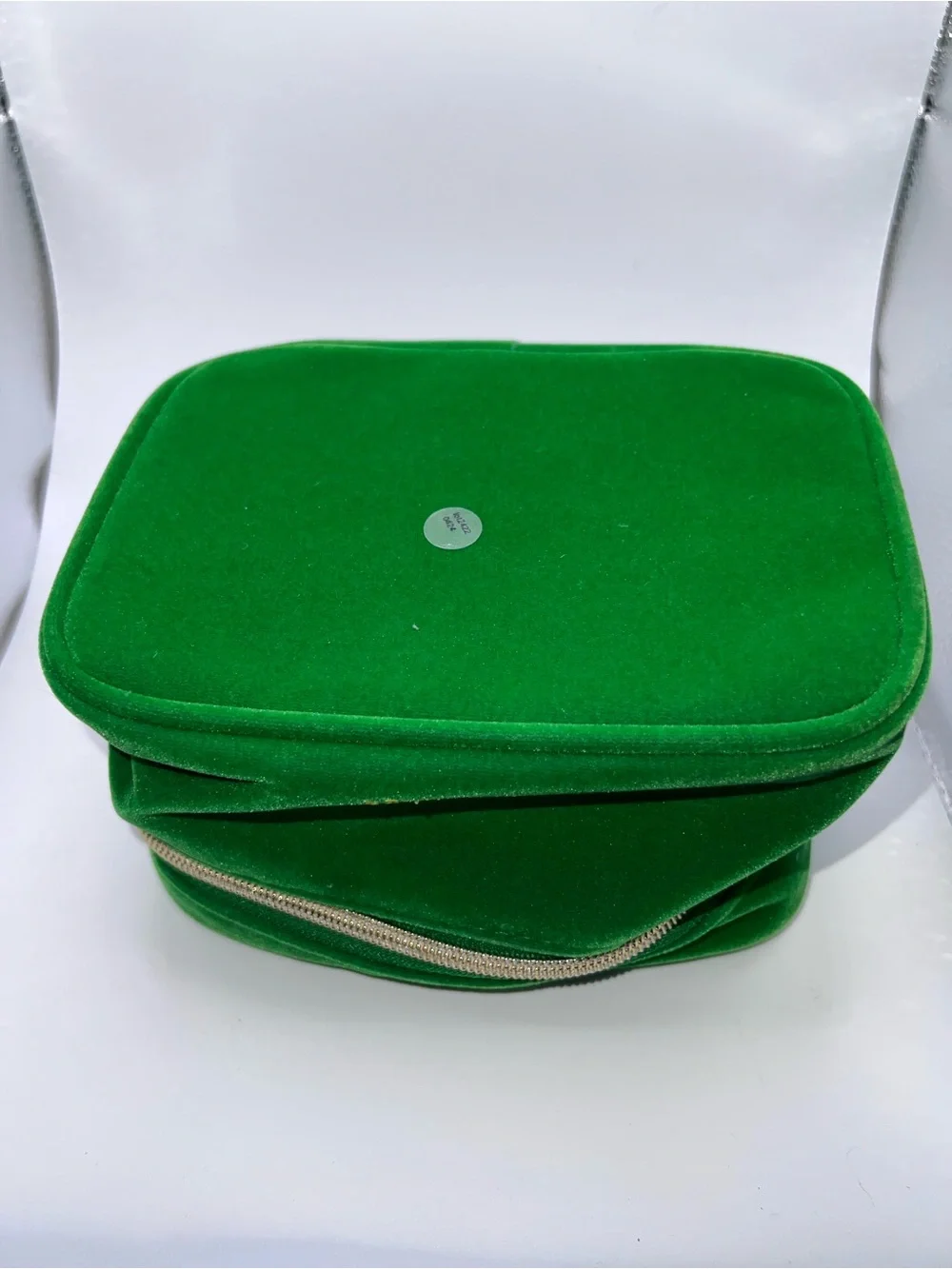 Tata Harper Emerald Green Velvet Cosmetic Case with Knot Handle